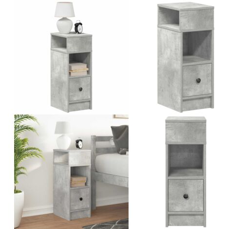 Comodino con Cassetto Grigio Cemento 25x31x66 cm - Armadio con cassetto - Comodino grigio cemento
