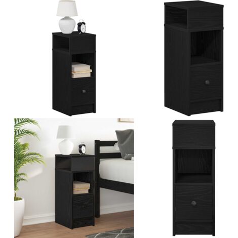 Comodino con Cassetto Nero 25x31x66 cm - Comodino nero - Comodino con cassetto in truciolato