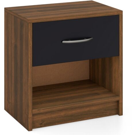 Comodino con cassetto ripiano aperto Tavolino da notte compatto Marrone