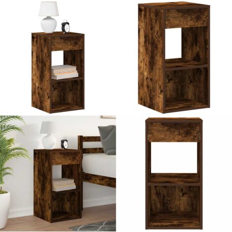 Comodino con Cassetto Rovere Fumo 35x34x66,5 cm - Armadio con cassetto - Comodino in truciolato