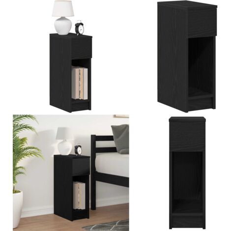 Comodino con Cassetto Rovere Nero 20x36x60 cm - Comodino rovere nero - Comodino con cassetto rovere