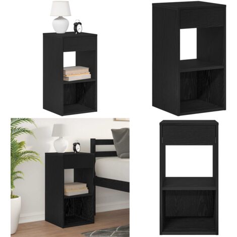 Comodino con Cassetto Rovere Nero 35x34x66,5 cm - Armadio con cassetto - Comodino rovere nero
