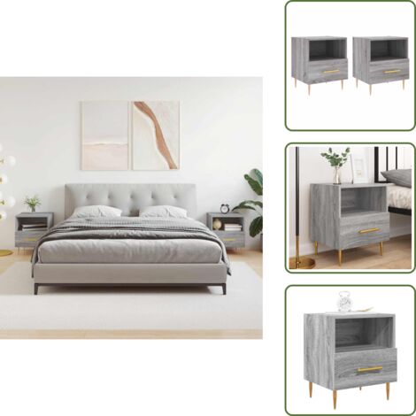 Comodino con cassetto - vidaXL Comodini 2 pz Grigio Sonoma 40x35x47,5 cm in Legno Multistrato - Comodino con scomparto