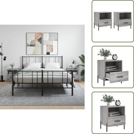 Comodino con cassetto - vidaXL Comodini 2 pz Grigio Sonoma 40x35x47,5 cm in Legno Multistrato - Comodino con scomparto