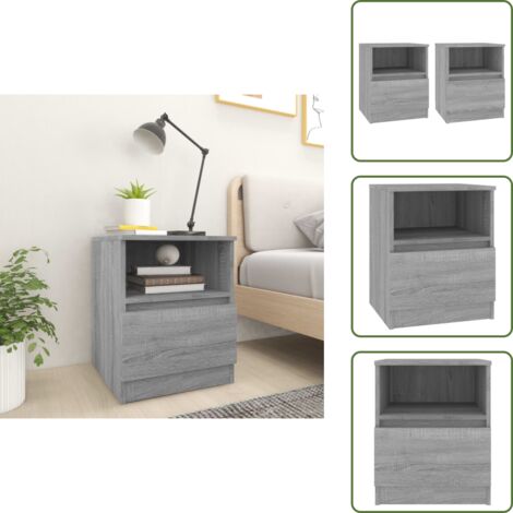 Comodino con cassetto - vidaXL Comodini 2 pz Grigio Sonoma 40x40x50 cm in Legno Multistrato - Comodino con scomparto