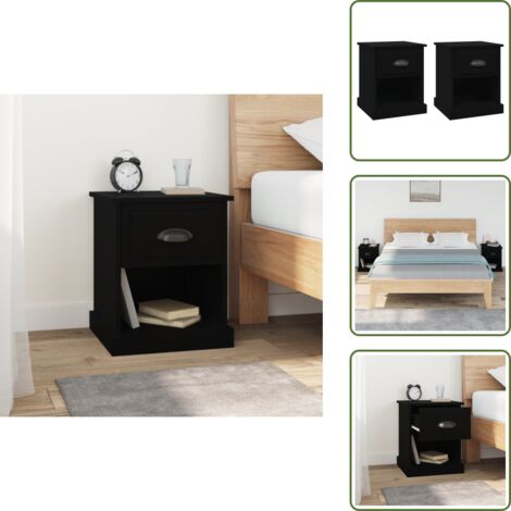 Comodino con cassetto - vidaXL Comodini 2 pz Neri 39x39x47,5 cm in Legno Multistrato - Comodino con scomparto