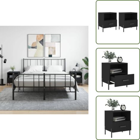 Comodino con cassetto - vidaXL Comodini 2 pz Neri 40x35x47,5 cm in Legno Multistrato - Comodino con scomparto