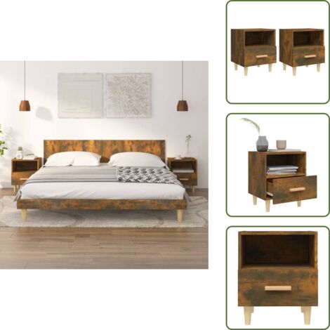Comodino con cassetto - vidaXL Comodini 2 pz Rovere Fumo 40x35x47 cm - Comodino con scomparto