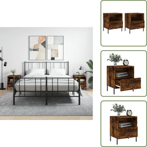 Comodino con cassetto - vidaXL Comodini 2 pz Rovere Fumo 40x35x47,5 cm in Legno Multistrato - Comodino con scomparto