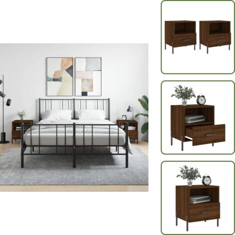Comodino con cassetto - vidaXL Comodini 2 pz Rovere Marrone 40x35x47,5 cm in Legno Multistrato - Comodino con scomparto
