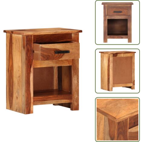 Comodino con cassetto - vidaXL Comodino 40x30x50 cm in Legno Massello - Comodino con ripiano