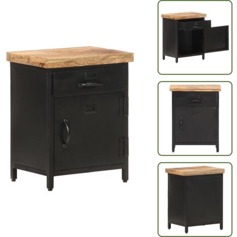 Comodino con cassetto - vidaXL Comodino 40x30x52 cm in Legno di Mango Grezzo -
