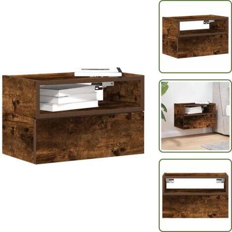 Comodino con cassetto - vidaXL Comodino a Muro Rovere Fumo 45x26x28,5 cm - Comodino con vano aperto