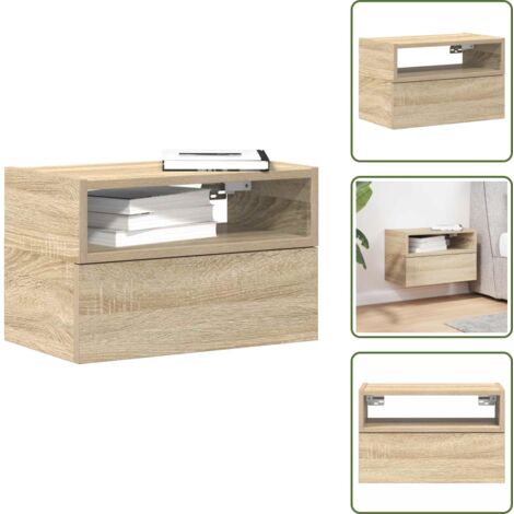 Comodino con cassetto - vidaXL Comodino a Muro Rovere Sonoma 45x26x28,5 cm - Comodino con vano portaoggetti