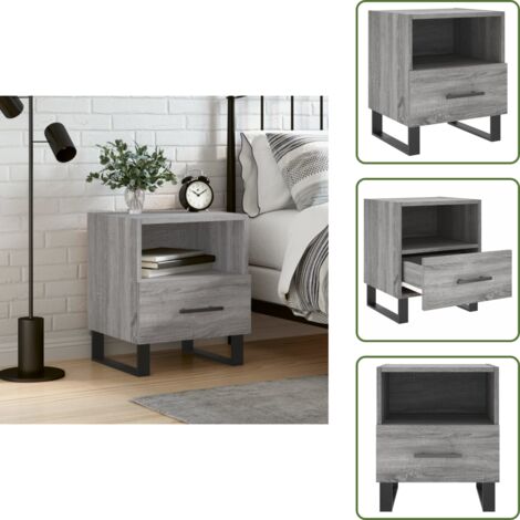 Comodino con cassetto - vidaXL Comodino Grigio Sonoma 40x35x47,5 cm in Legno Multistrato - Comodino con scomparto