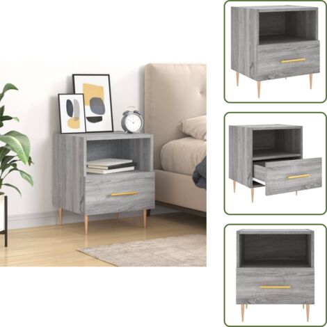 Comodino con cassetto - vidaXL Comodino Grigio Sonoma 40x35x47,5 cm in Legno Multistrato - Comodino con scomparto