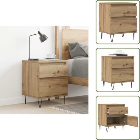 Comodino con cassetto - vidaXL Comodino Rovere Artigianale 40x35x50 cm in Legno Multistrato - Comodino con scomparto
