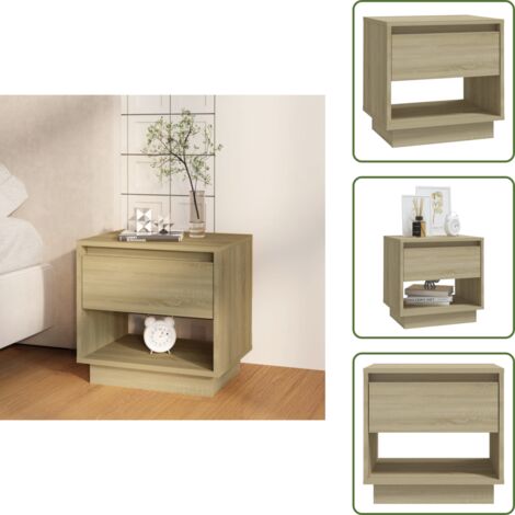 Comodino con cassetto - vidaXL Comodino Rovere Sonoma 45x34x44 cm in Truciolato - Comodino con vano a giorno