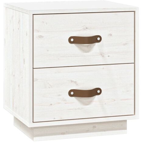 Comodino con due cassetti 40 x 34 x 45 cm in legno di pino bianco DEC036210