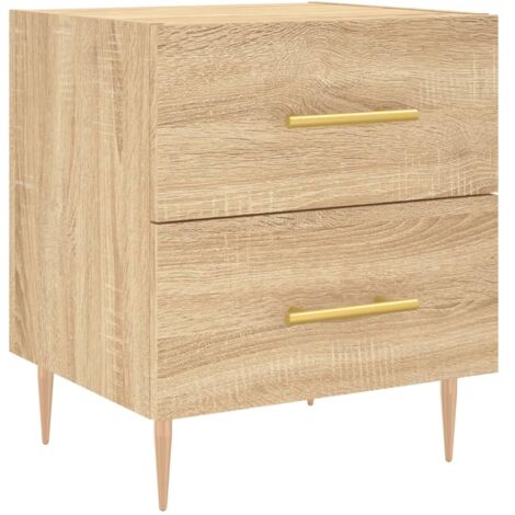 Comodino con due cassetti 40 x 35 x 47,5 cm in legno ingegnerizzato color rovere e ferro DEC033830