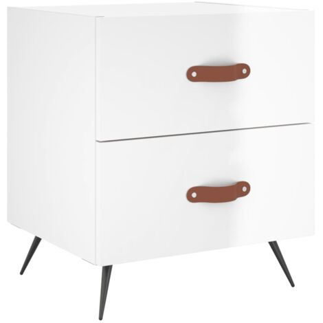 Comodino con due cassetti 40 x 35 x 47,5 cm MDF bianco lucido DEC033463