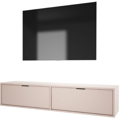 Comodino con due cassetti e struttura, maniglia oro, Cappuccino, 50 x 40 x 58 cm