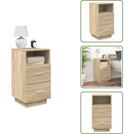 Comodino con due cassetti - vidaXL Comodino con 2 Cassetti Rovere Sonoma 36x36x68 cm - Comodino in rovere sonoma
