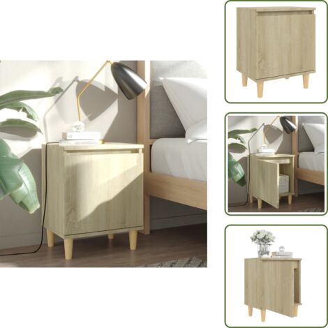 Comodino con gambe in legno - vidaXL Comodino con Gambe in Legno Massello Rovere Sonoma 40x35x50cm - Comodino con scomparto
