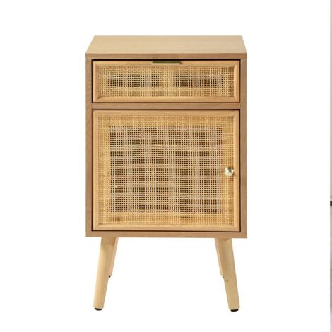 Comodino con impagliatura in rattan naturale - MIYA