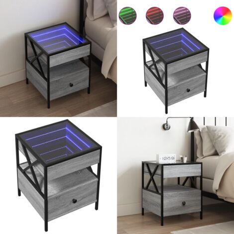 Comodino con LED Infinity Grigio Sonoma 40x40x51 cm - Luci LED - Arredamento interno