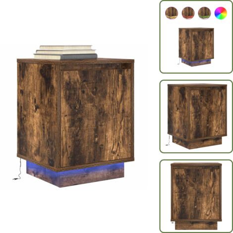 Comodino con luce ambiente - vidaXL Comodino con Luci LED Rovere Fumo 38x34x50 cm - Comodino con luce notturna