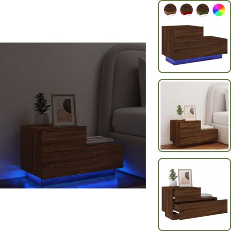 Comodino con luce led rovere marrone - vidaXL Comodino con Luci LED Rovere Marrone 70x36x40,5 cm -