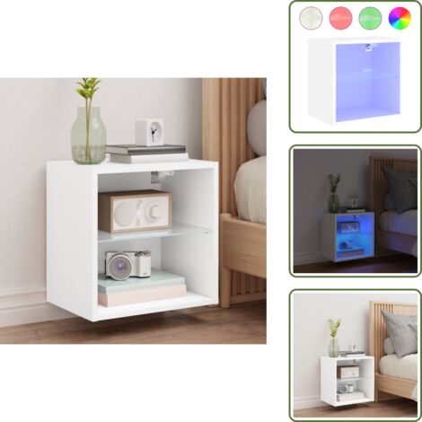Comodino con luce - vidaXL Comodino con Luci LED a Parete Bianco - Comodino con funzione espositiva