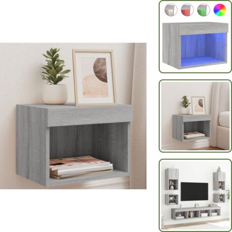 Comodino con luce - vidaXL Comodino con Luci LED a Parete Grigio Sonoma - Comodino per camera da letto