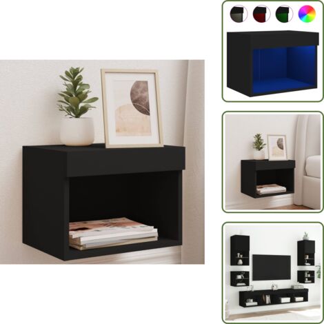 Comodino con luce - vidaXL Comodino con Luci LED a Parete Nero - Comodino per camera da letto
