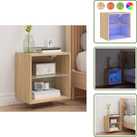Comodino con luce - vidaXL Comodino con Luci LED a Parete Rovere Sonoma - Comodino con luci led rgb