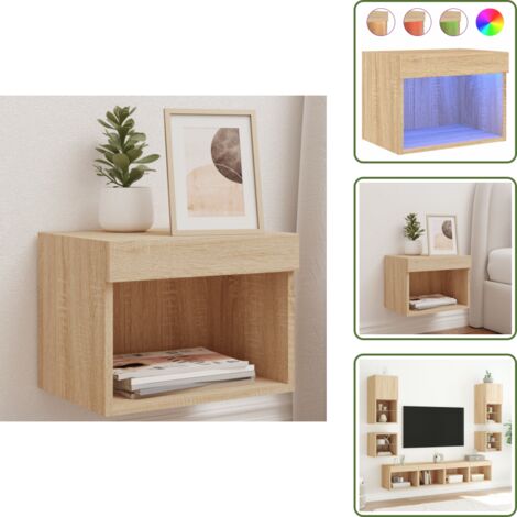 Comodino con luce - vidaXL Comodino con Luci LED a Parete Rovere Sonoma - Comodino per camera da letto