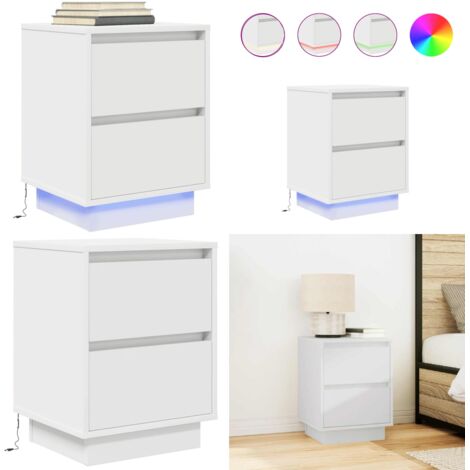 Comodino con Luci a LED Bianco 38x34x50 cm - Luci RGB - Comodino con luce