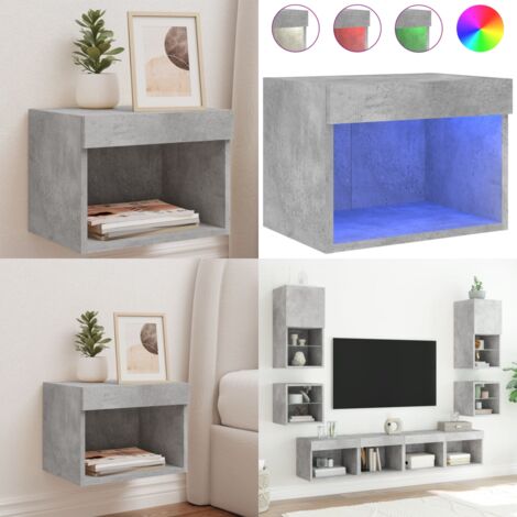 Comodino con Luci LED a Parete Grigio Cemento - Luci led - Comodino con luci rgb