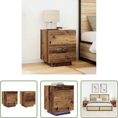 Comodino con luci led -  Armadio da Notte 2 pcs Legno vecchio 45 x 40 x 55 cm