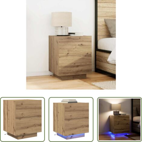 Comodino con luci LED -  Armadio da Notte Rovere artigianale 45 x 40 x 55 cm
