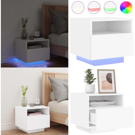 Comodino con Luci LED Bianco 40x39x37 cm - Comodino con luci rgb - Comodino con luci led bianco