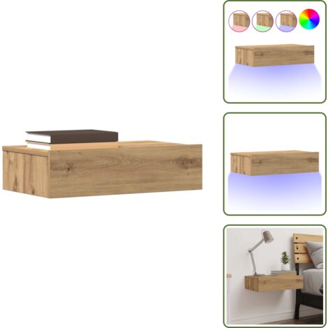 Comodino con luci RGB - vidaXL Comodino Rovere Artigianale 60x35 cm in Legno Multistrato - Arredamento camera da letto