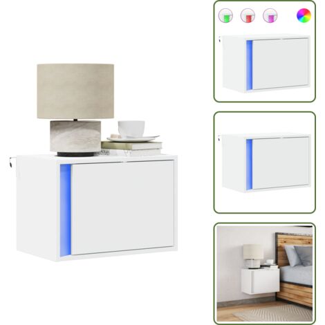 Comodino con luci - vidaXL Comodino a Parete con Luci LED Bianco - Comodino con cassettiera