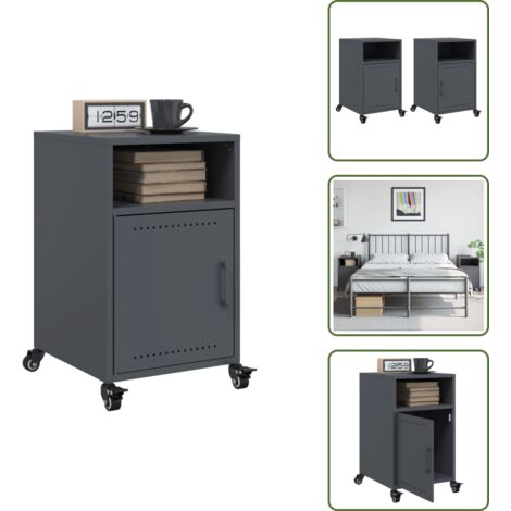 Comodino con maniglia - vidaXL Comodini 2 pz Antracite 36x39x59 cm in Acciaio - Comodino con scomparti