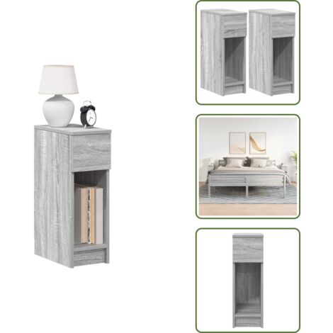 Comodino con maniglie - vidaXL Comodini con Cassetto 2 pz Grigio Sonoma 20x36x60 cm - Comodino per camera da letto