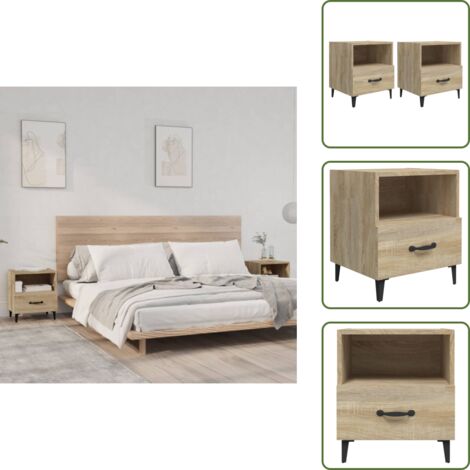 Comodino con mensola - vidaXL Comodini 2 pz Rovere Sonoma in Legno Multistrato - Comodino per casa