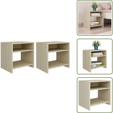 Comodino con mensola - vidaXL Comodini Rovere Sonoma 2 pz 40x30x40 cm in Legno Multistrato - Comodino con vano aperto