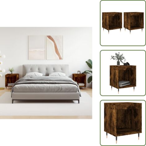 Comodino con piano decorativo - vidaXL Comodini 2pz Rovere Fumo 40x35x50 cm in Legno Multistrato - Comodino in legno multistrato