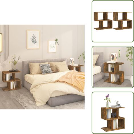 Comodino con piano decorativo - vidaXL Comodini Rovere Fumo 2pz 50x30x51,5 cm in Legno Multistrato - Comodino in legno multistrato